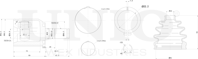 ШРУС внутренний (Unio). Артикул CVJ-30102