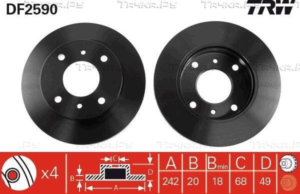 Тормозной диск TRW. Артикул DF2590