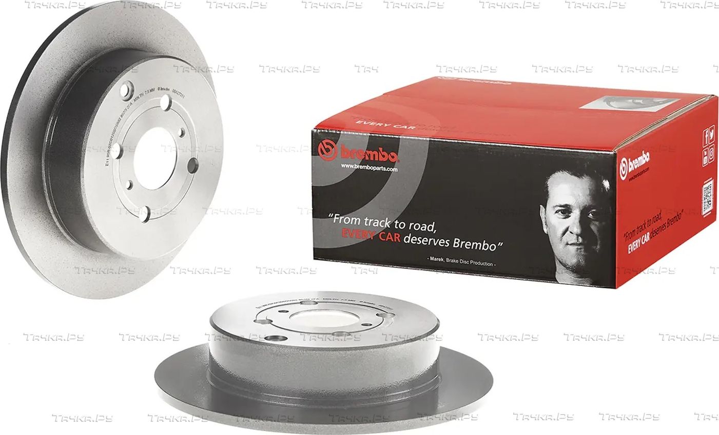 Тормозной диск Brembo PRIME LINE - UV Coated задний для Toyota Matrix I (E130) 2002-2004. Артикул 08.A273.11