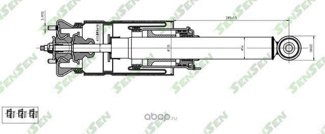 Амортизатор с пневмобаллоном передний Discovery 3 2005-2009 (Sensen). Артикул SAR051