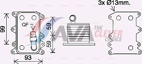 Радиатор масляный (маслоохладитель) для АКПП AVA (алюминий). Артикул BW3560