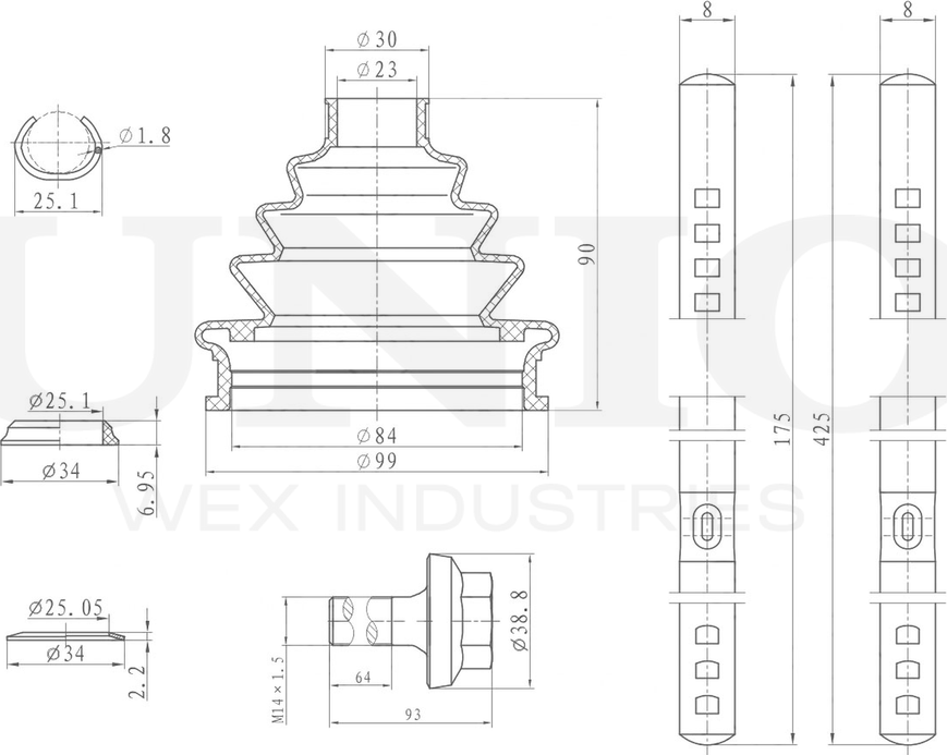 Пыльник ШРУС, комплект (Unio). Артикул DUC-30026K