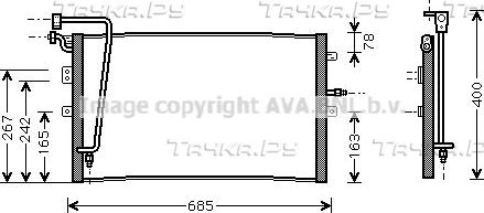 Радиатор кондиционера (конденсатор) AVA (алюминий). Артикул SB5039