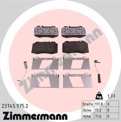 Тормозные колодки Zimmermann rd:z. Артикул 23745.975.2