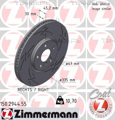 Тормозной диск Zimmermann Black Z передний правый для MINI Clubman II (F54) 2014-2026. Артикул 150.2944.55
