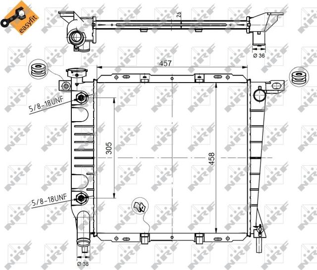 Радиатор охлаждения двигателя NRF EASY FIT для Ford Explorer II 1995-2001. Артикул 50379