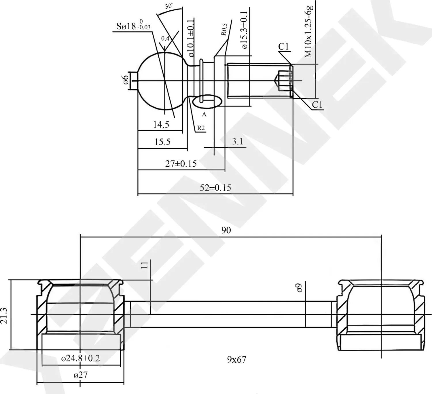 Тяга стабилизатора задняя MAZDA 626 91-97 (Zennek). Артикул DST0062