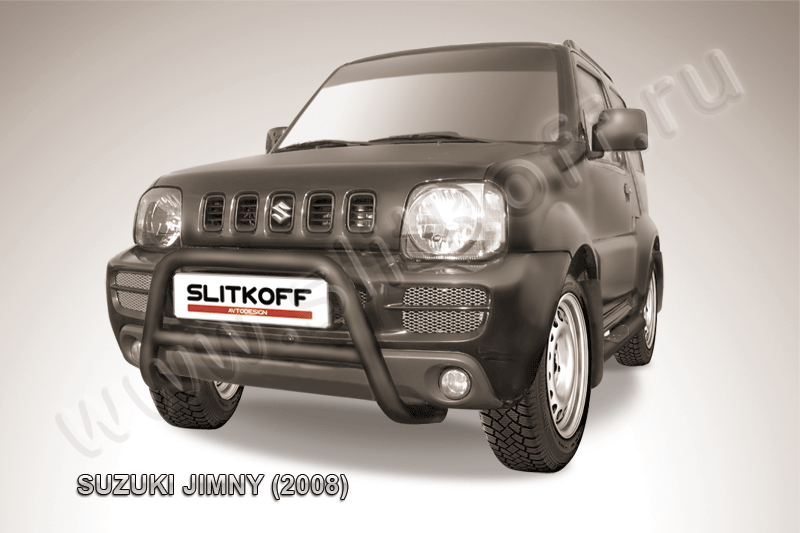 Кенгурятник Slitkoff d57 низкий ЧЕРНЫЙ матовый для Suzuki Jimny III 1998-2012. Артикул SJ004B