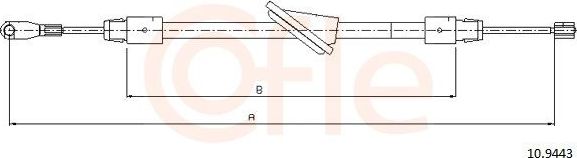 Трос ручника (тросик ручного тормоза) Cofle. Артикул 92.10.9443