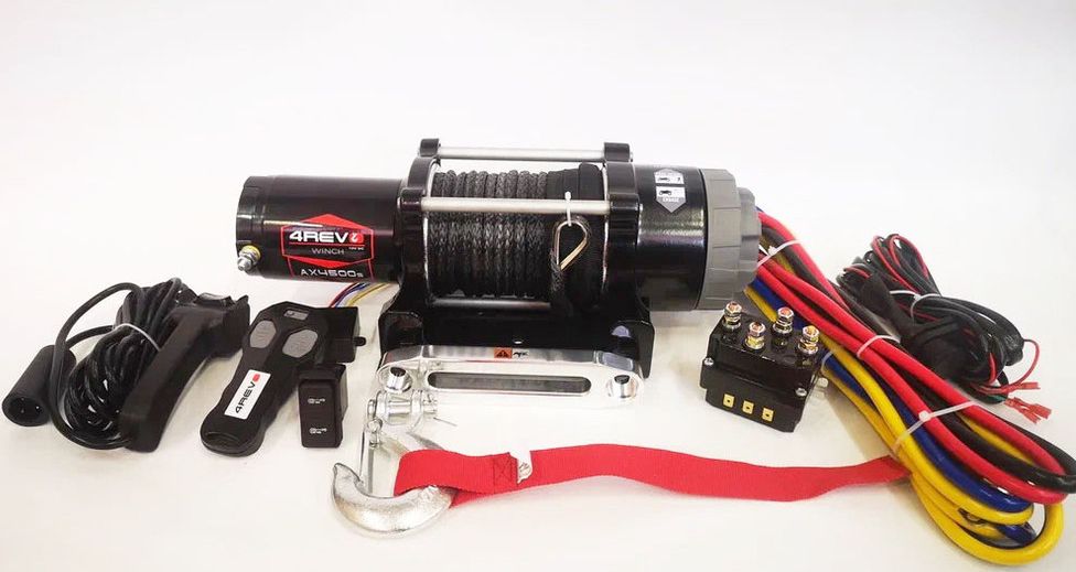 Лебёдка электрическая для квадроцикла/снегохода 4Revo 4REVO AX-4500S (Синтетический трос). Артикул 4R-W0454B