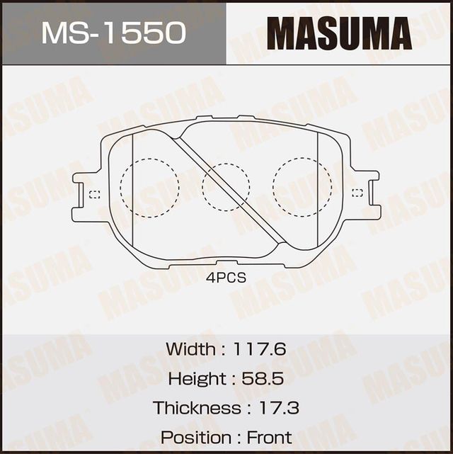 Тормозные колодки Masuma. Артикул MS-1550