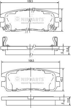 Тормозные колодки Nipparts задние для Opel Frontera B 1998-2004. Артикул J3619001