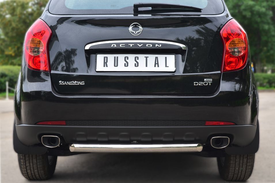 Защита RusStal заднего бампера d63 (дуга) для SsangYong New Actyon II 2010-2013. Артикул SAZ-001428