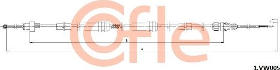 Трос ручника (тросик ручного тормоза) Cofle. Артикул 92.1.VK005