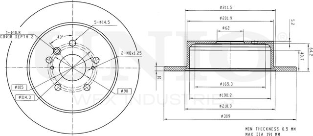 Диск тормозной (Unio). Артикул BRD-20258