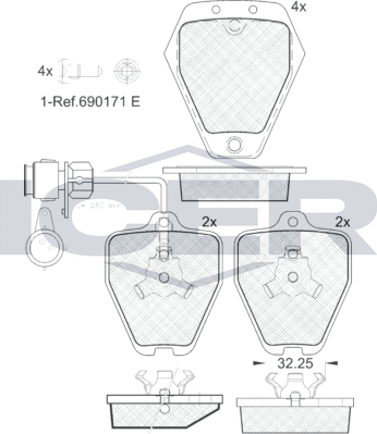Тормозные колодки Icer передние для Audi 100 IV (C4) 1992-1994. Артикул 181693