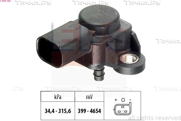 Датчик абсолютного давления (ДАД, MAP) EPS Made in Italy - OE Equivalent для Mercedes-Benz Sprinter 903 2000-2006. Артикул 1.993.165