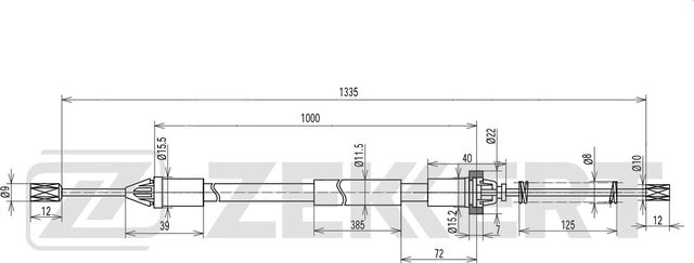 Трос ручника (тросик ручного тормоза) Zekkert задний левый для Renault Symbol ll 2008-2014. Артикул BZ-1409