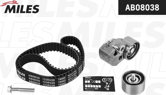 Ремень ГРМ с роликами (комплект) Miles для Hyundai Santa Fe I 2001-2006. Артикул AB08038