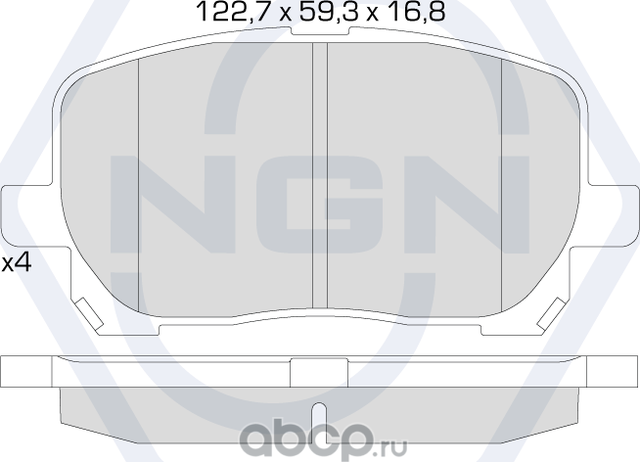Колодки тормозные керамические, передние (NGN). Артикул 3502637