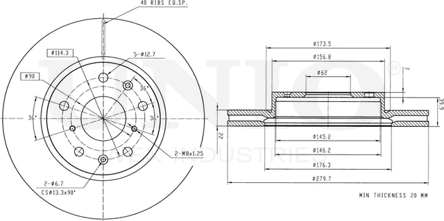Диск тормозной (Unio). Артикул BRD-20131