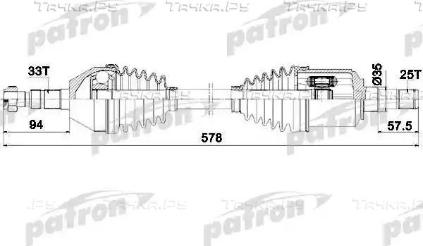 Полуось (привод в сборе, приводной вал) Patron. Артикул PDS0435