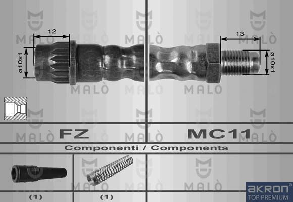 Тормозной шланг Malò передний для Renault Twingo II 2007-2014. Артикул 8636