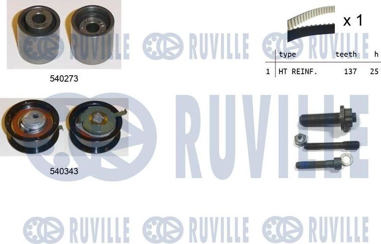 Ремень ГРМ с роликами (комплект) Ruville. Артикул 550226