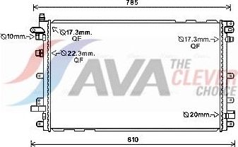 Радиатор охлаждения двигателя AVA для Chevrolet Volt I 2011-2015. Артикул OL2653