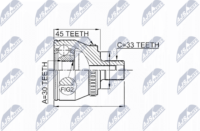 Шрус внутренний (граната) NTY передний для Audi A4 I (B5) 1994-2001. Артикул NPZ-VW-008