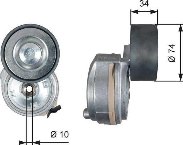 Натяжной ролик (натяжитель) приводного клинового зубчатого ремня Gates FleetRunner™. Артикул T38638