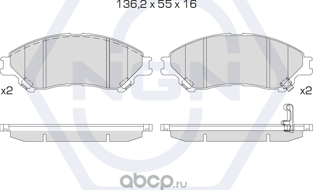 Колодки тормозные керамические, передние (NGN). Артикул 3502586