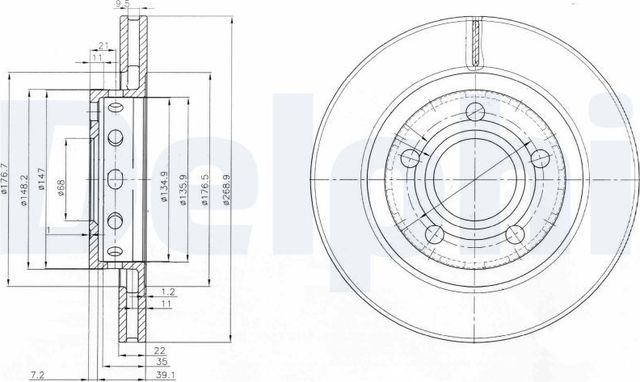 Тормозной диск Delphi. Артикул BG3525