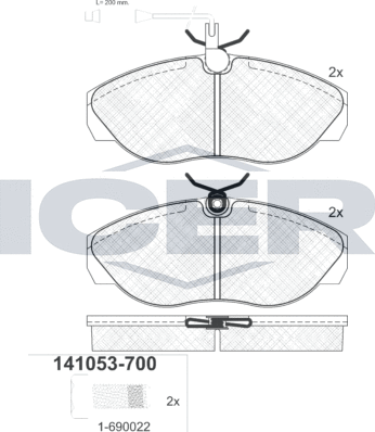 Тормозные колодки Icer. Артикул 141053-700