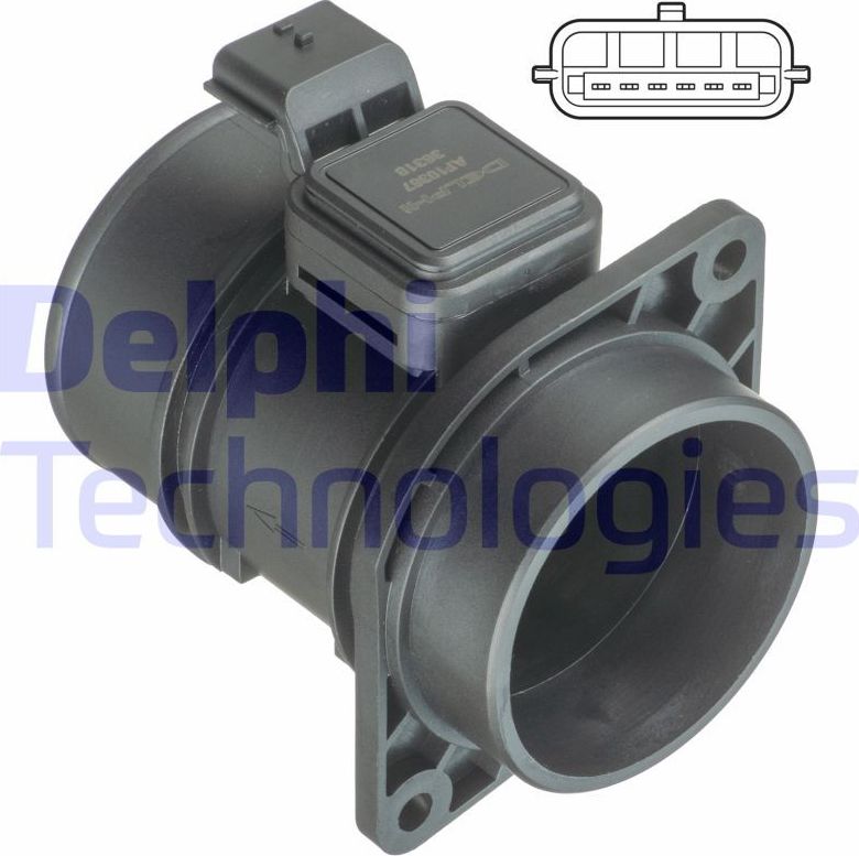 Датчик массового расхода воздуха (ДМРВ) Delphi. Артикул AF10367-12B1