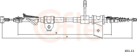 Трос ручника (тросик ручного тормоза) Cofle задний правый для Lancia Thesis 2002-2009. Артикул 451.11