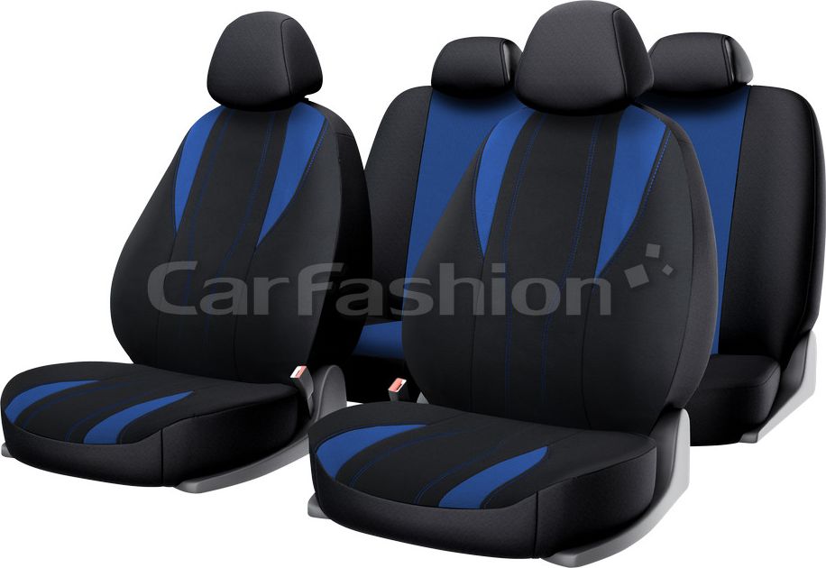 Чехлы универсальные CarFashion Golf на сидения авто, цвет Синий/Черный/Синий. Артикул 10119