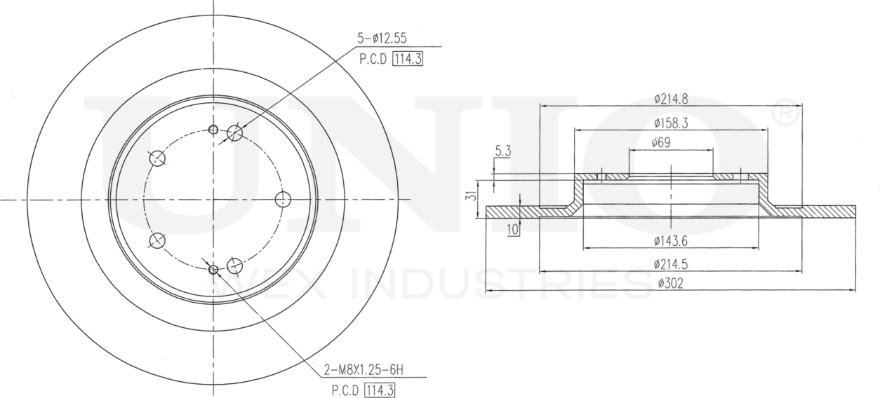 Диск тормозной (Unio). Артикул BRD-20061