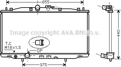 Радиатор охлаждения двигателя AVA. Артикул HD2170