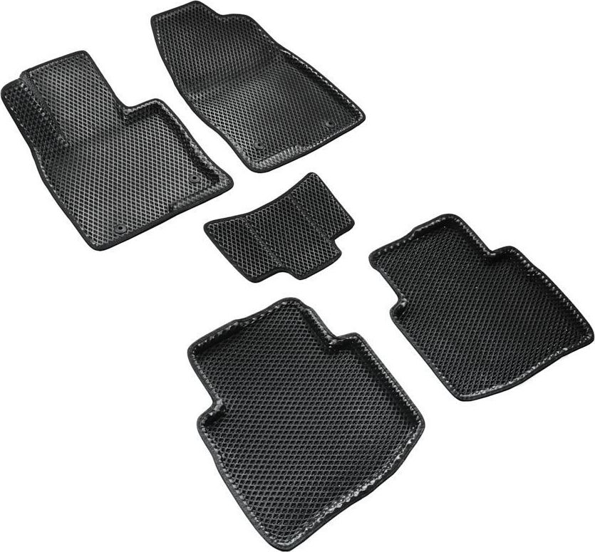 Коврики Seintex 3D EVA ромб для салона Mazda CX-9 II 2017-2026 ЧЕРНЫЕ. Артикул 317239