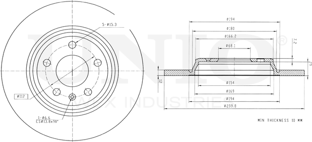 Диск тормозной (Unio). Артикул BRD-20246