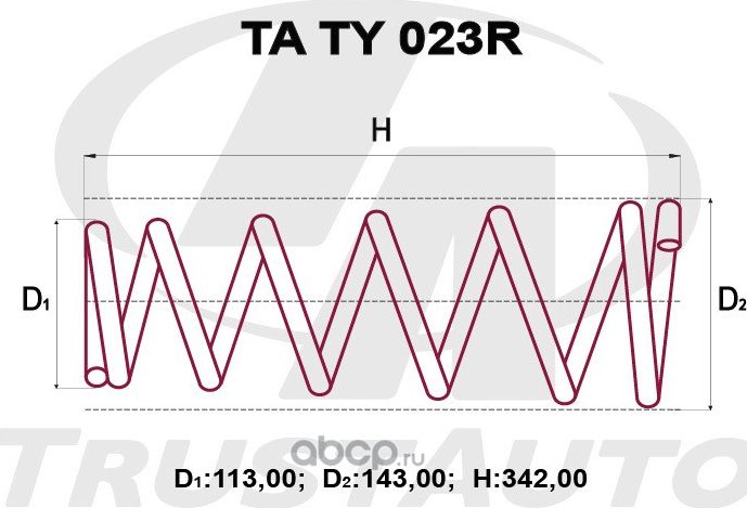 Пружина подвески усиленная () (Trustauto). Артикул TATY023R