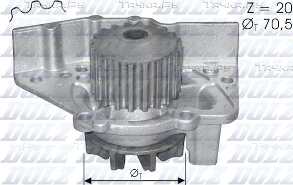 Помпа (водяной насос) Dolz для Peugeot 406 I 1997-1999. Артикул C119