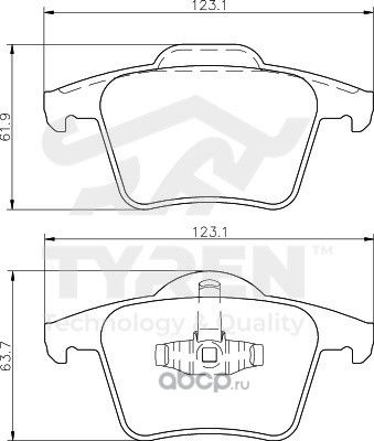 Колодки тормозные дисковые | зад | (Tyren). Артикул TYR1220161