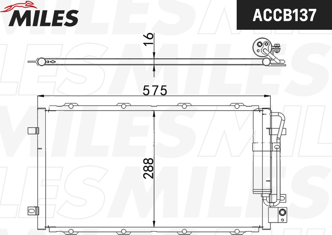 Радиатор кондиционера (конденсатор) Miles (алюминий). Артикул ACCB137