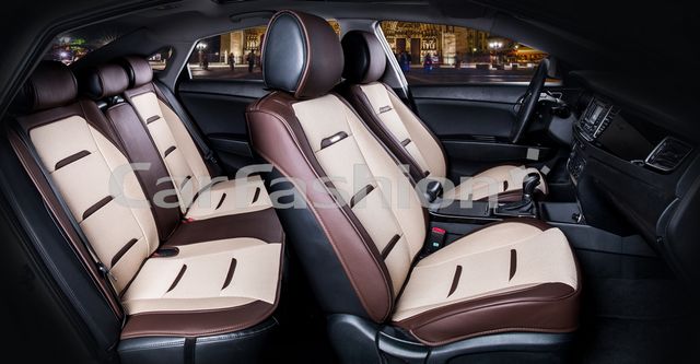 Накидки универсальные CarFashion Business Plus для авто, цвет Бежевый/Кофе/Кофе. Артикул 22442
