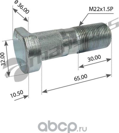 Шпилька колеса M22x1,5х75/65 MAN (Mansons). Артикул 400604