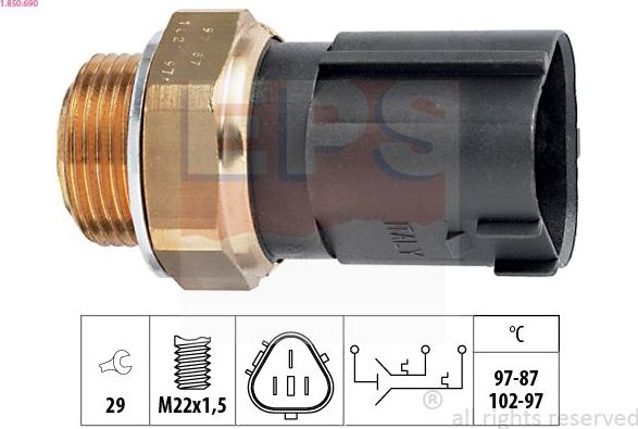 датчик включения вентилятора EPS Made in Italy - OE Equivalent. Артикул 1.850.690