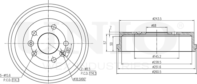 Барабан тормозной (Unio). Артикул BRD-10032