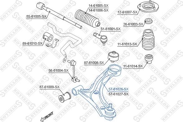 Поперечный рычаг передней подвески Stellox. Артикул 57-61026-SX